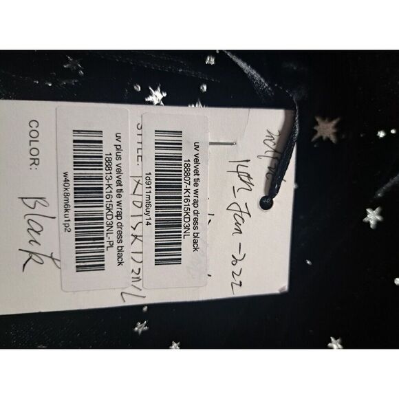 Unique Vintage Dress Medium 6/8 Black Silver‎ Star Print Black Velvet Whimisgoth - Picture 10 of 11